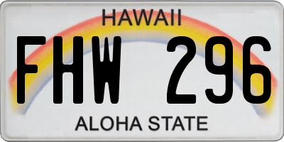 HI license plate FHW296
