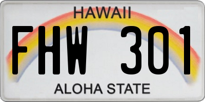 HI license plate FHW301