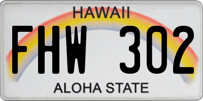 HI license plate FHW302