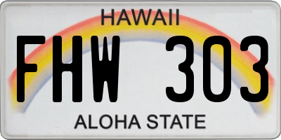 HI license plate FHW303
