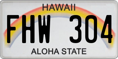 HI license plate FHW304