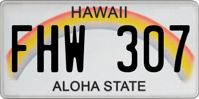 HI license plate FHW307