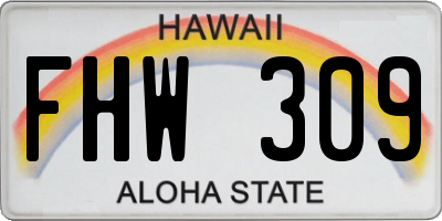 HI license plate FHW309