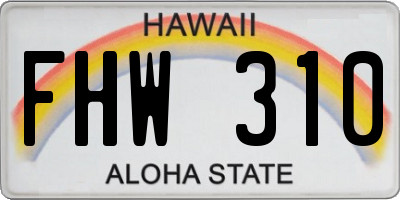HI license plate FHW310