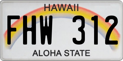 HI license plate FHW312
