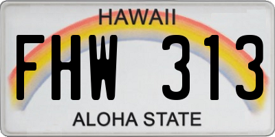 HI license plate FHW313
