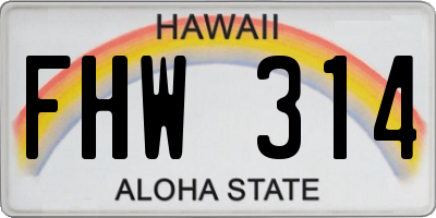 HI license plate FHW314