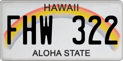 HI license plate FHW322