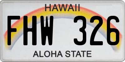 HI license plate FHW326