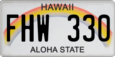HI license plate FHW330