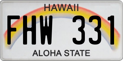 HI license plate FHW331