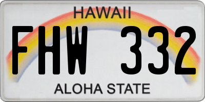 HI license plate FHW332