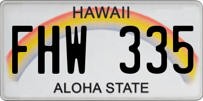 HI license plate FHW335