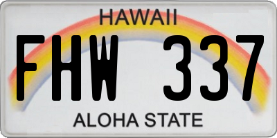 HI license plate FHW337