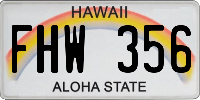 HI license plate FHW356