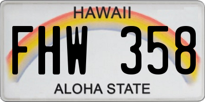 HI license plate FHW358