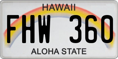 HI license plate FHW360