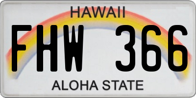 HI license plate FHW366
