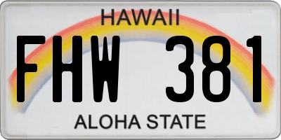 HI license plate FHW381
