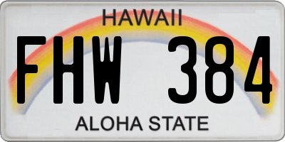 HI license plate FHW384
