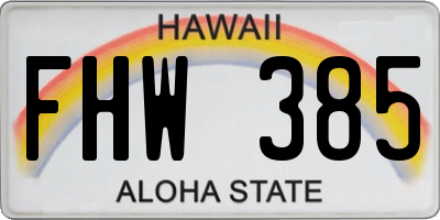 HI license plate FHW385