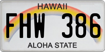 HI license plate FHW386