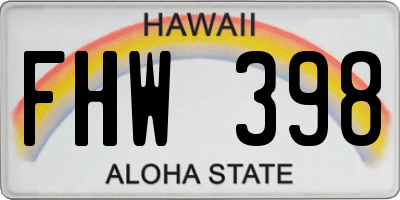 HI license plate FHW398