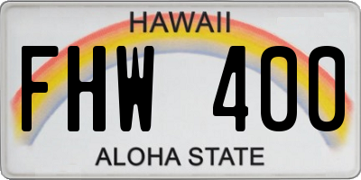 HI license plate FHW400