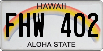 HI license plate FHW402