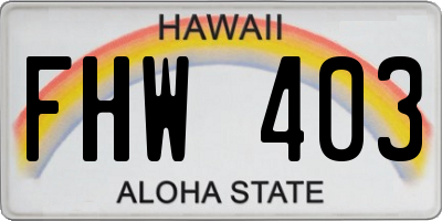 HI license plate FHW403