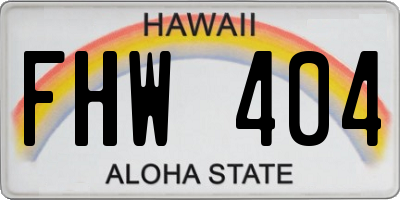 HI license plate FHW404