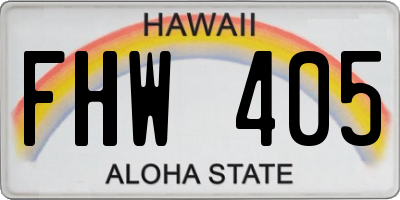 HI license plate FHW405