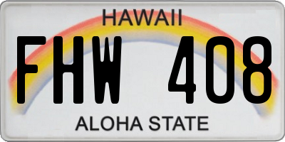 HI license plate FHW408