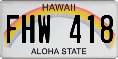 HI license plate FHW418