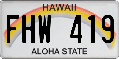 HI license plate FHW419