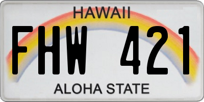 HI license plate FHW421