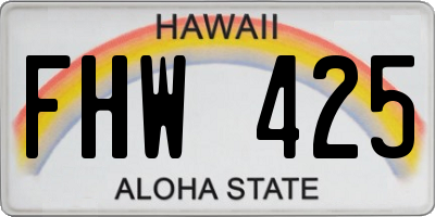 HI license plate FHW425