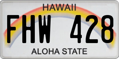 HI license plate FHW428