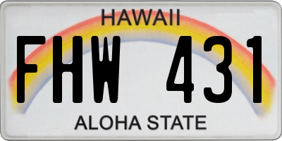 HI license plate FHW431