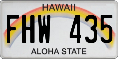 HI license plate FHW435