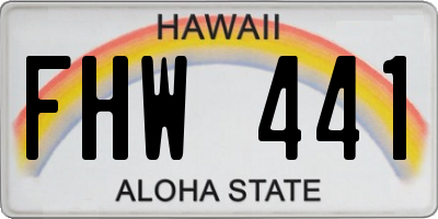 HI license plate FHW441