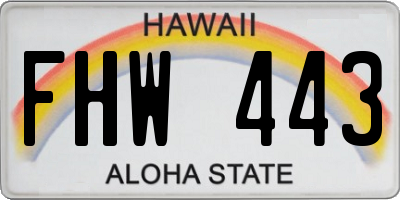 HI license plate FHW443