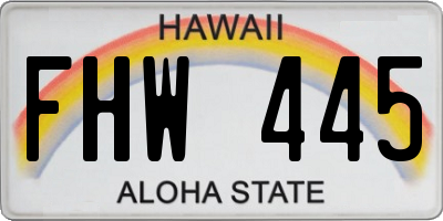 HI license plate FHW445