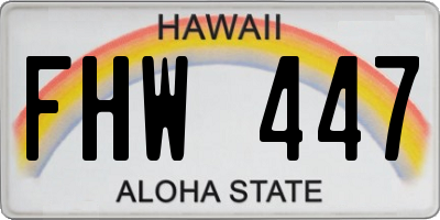HI license plate FHW447