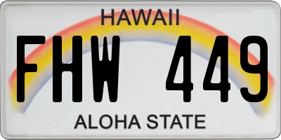 HI license plate FHW449