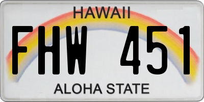 HI license plate FHW451
