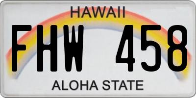 HI license plate FHW458