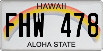 HI license plate FHW478
