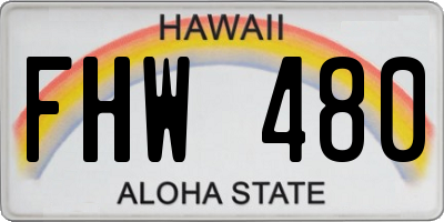 HI license plate FHW480