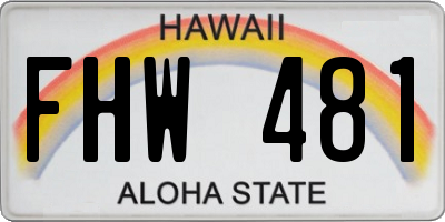 HI license plate FHW481